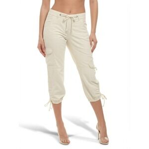 White House Black Market Cargo Jogger Pants Women's Size 8 Ivory 100% Cotton